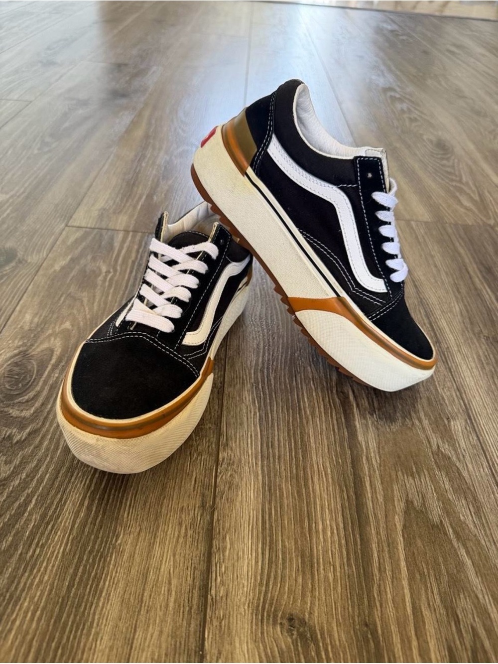 Vans Old Skool Stackform platform sneakers in classic black and white 6.5/W- 5/M